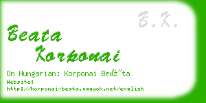 beata korponai business card